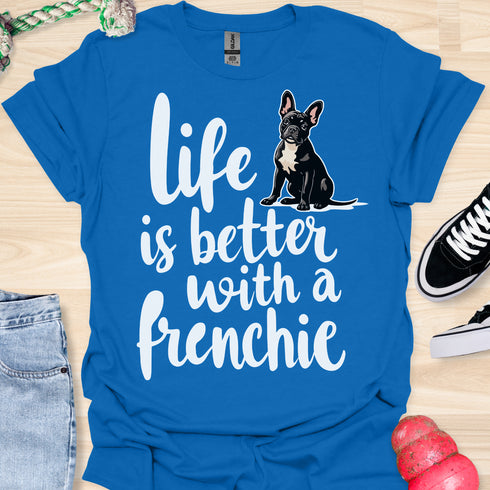 Life is better with a frenchie - V5 - Frenchie in Sweater T-Shirt